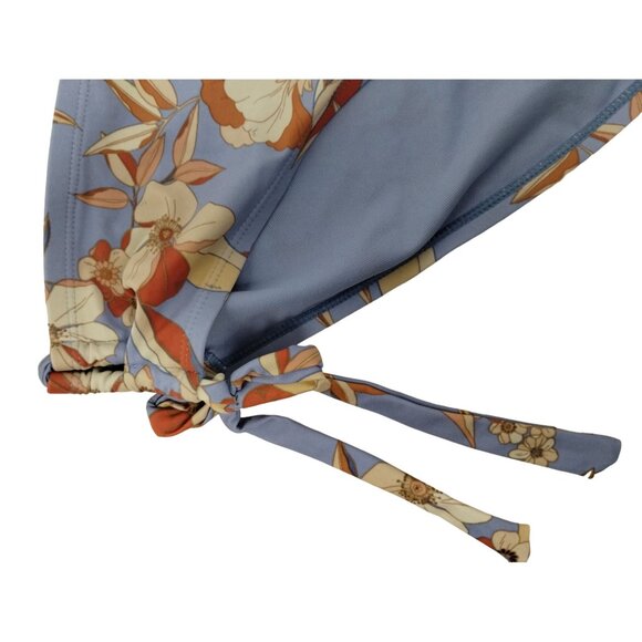 Time and Tru Womens 3XL Dusty Blue Vintage Petal Mid Rise Side Tie Bikini Bottom - Picture 2 of 6